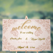 Affiche de bienvenue Mariage acrylique avec Floral (Neutre)