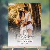 Affiche de bienvenue Mariage acrylique avec photo (Neutre)