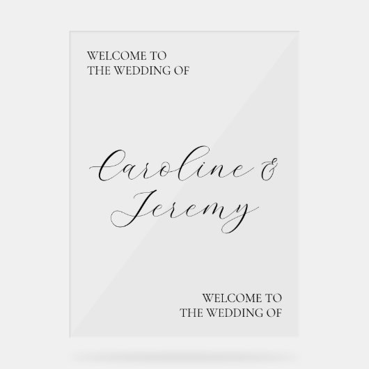 Affiche de bienvenue Mariage acrylique propre et m (Recto)