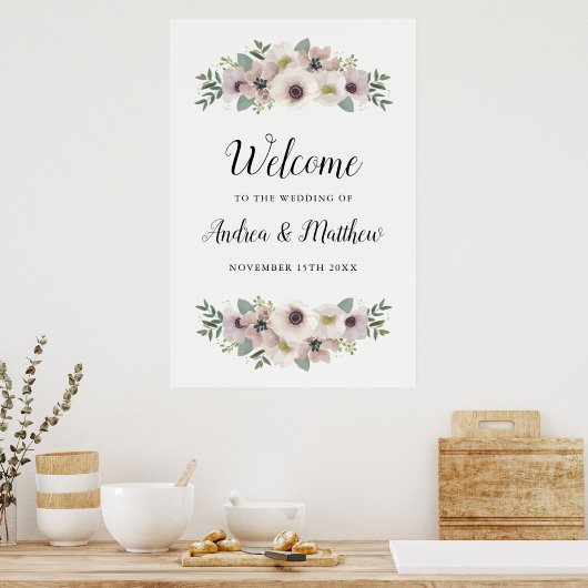 Affiche de bienvenue Mariage Anemone Bouquet (Cuisine)