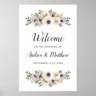 Affiche de bienvenue Mariage Anemone Bouquet