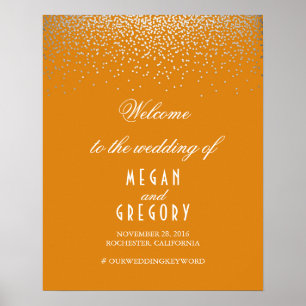 Affiche de bienvenue Mariage Argent Confetti Orang