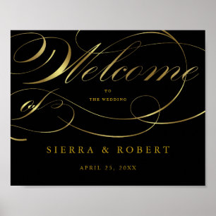 Affiche de bienvenue mariage avec Elegant Faux Gol