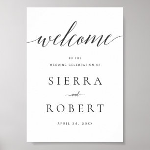 Affiche de bienvenue mariage avec élégant script n