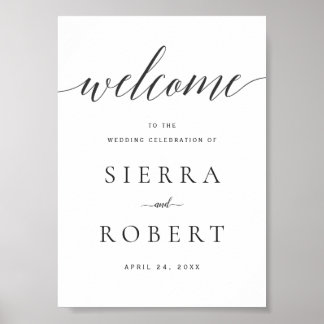 Affiche de bienvenue mariage avec élégant script n