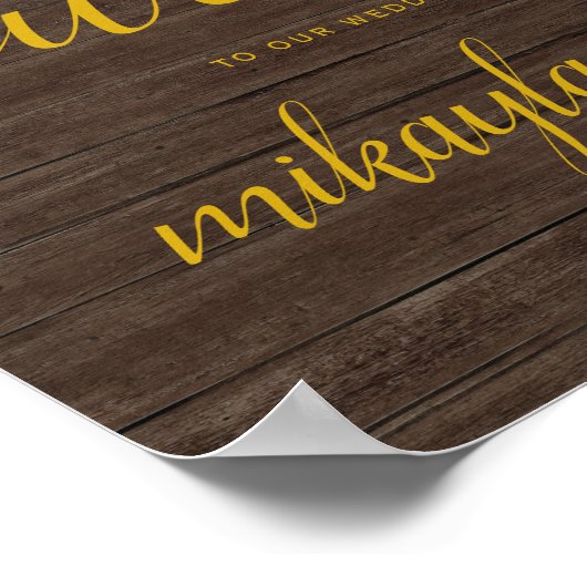 Affiche de bienvenue mariage avec script d'écritur (Coin)