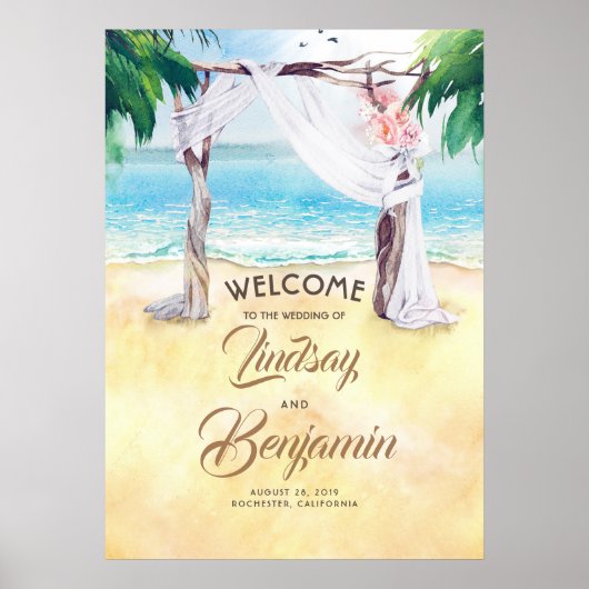 Affiche de bienvenue Mariage Beach Arbor (Devant)