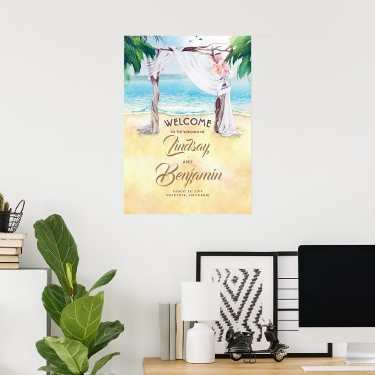 Affiche de bienvenue Mariage Beach Arbor (Bureau à domicile)