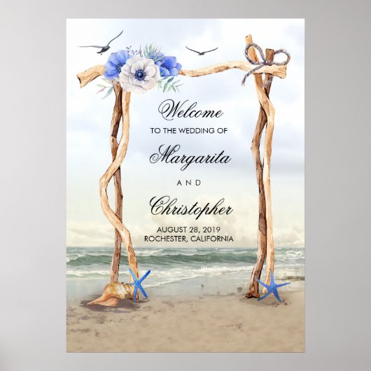 Affiche de bienvenue Mariage Beach Arbor (Devant)