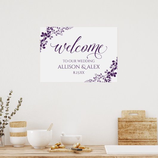 Affiche de bienvenue mariage | Bébé pourpre - Vins (Cuisine)