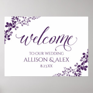 Affiche de bienvenue mariage Bébé pourpre - Vins