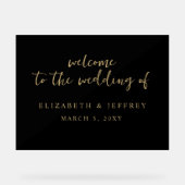 Affiche de bienvenue Mariage Black Gold de script (Recto)