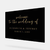 Affiche de bienvenue Mariage Black Gold de script (Angle)