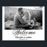 Affiche de bienvenue mariage Black White Romantic<br><div class="desc">Affiche de bienvenue mariage Noir Blanc Romantique Photo Calligraphie Minimaliste</div>