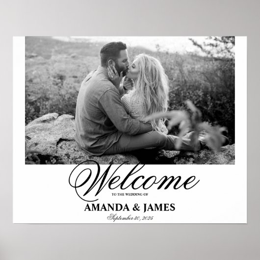 Affiche de bienvenue mariage Black White Romantic  (Devant)