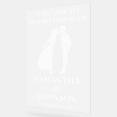 Affiche de bienvenue Mariage blanc acrylique gelée (Angle)