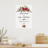 Affiche de bienvenue Mariage blanc rouge Poinsetti (Cuisine)