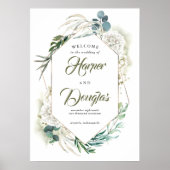 Affiche de bienvenue Mariage blanche Hydrangea et  (Devant)