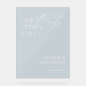 Affiche de bienvenue Mariage bleu acrylique transp (Recto)