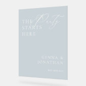 Affiche de bienvenue Mariage bleu acrylique transp (Angle)