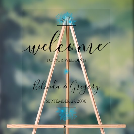 Affiche de bienvenue Mariage bleu aquarelle (Neutre)