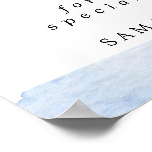 Affiche de bienvenue Mariage bleu et or (Coin)