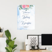 Affiche de bienvenue Mariage bleu et rose pâle (Bureau à domicile)