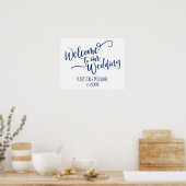 Affiche de bienvenue Mariage bleu marine - Calligr (Cuisine)