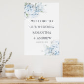 Affiche de bienvenue Mariage Blue Hydrangea imprim (Cuisine)