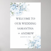 Affiche de bienvenue Mariage Blue Hydrangea imprim (Devant)
