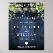 Affiche de bienvenue Mariage Blue Wood String (Devant)