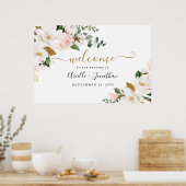 Affiche de bienvenue Mariage Blush Pink et Gold Fl (Cuisine)