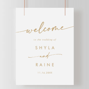 Affiche de bienvenue Mariage Boho Chic Gold et Whi