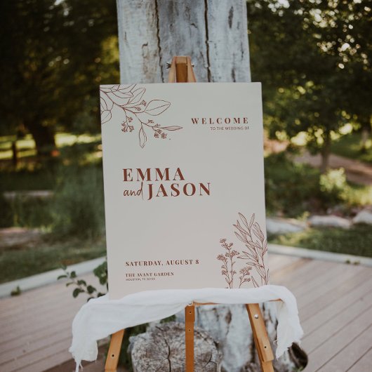 Affiche de bienvenue Mariage Boho Earthy Beige