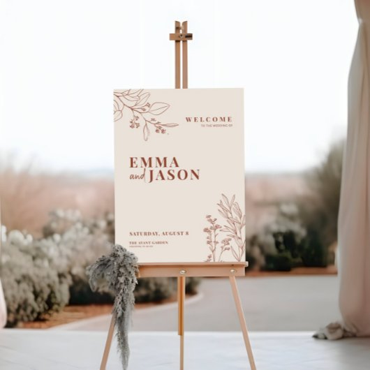 Affiche de bienvenue Mariage Boho Earthy Beige