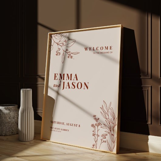 Affiche de bienvenue Mariage Boho Earthy Beige