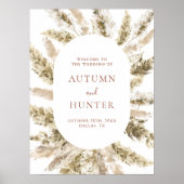 Affiche de bienvenue Mariage Boho Pampas Grass (Devant)