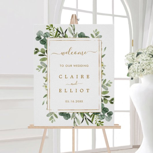 Affiche de bienvenue Mariage Botanical Gold Greene