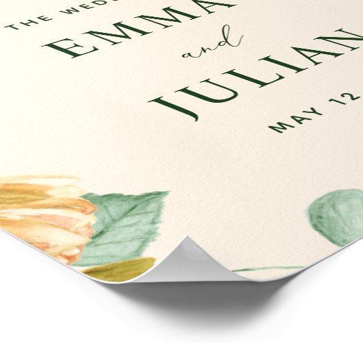 Affiche de bienvenue Mariage Botanique Boho Greene (Coin)