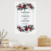 Affiche de bienvenue Mariage Bourgogne Red Bloom (Cuisine)