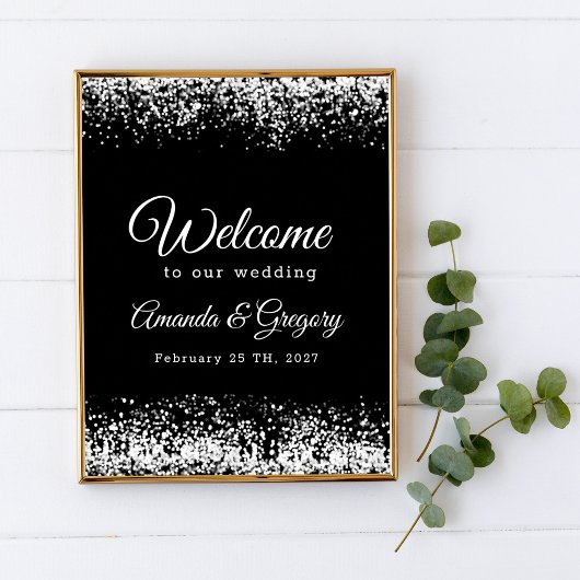 Affiche de bienvenue Mariage brillante en argent n