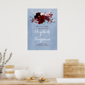 Affiche de bienvenue Mariage Burgundy et Dusty Blu (Cuisine)