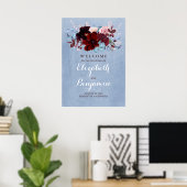 Affiche de bienvenue Mariage Burgundy et Dusty Blu (Bureau à domicile)