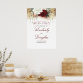 Affiche de bienvenue Mariage Burgundy Red et White (Cuisine)