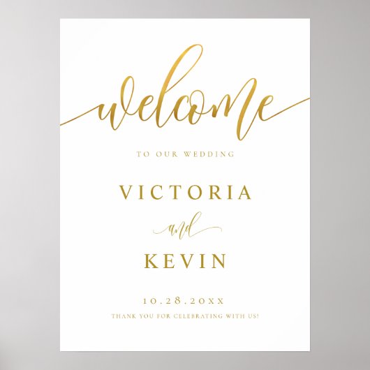 Affiche de bienvenue Mariage Calligraphy Gold (Devant)