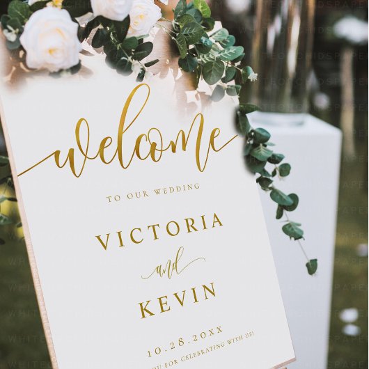 Affiche de bienvenue Mariage Calligraphy Gold