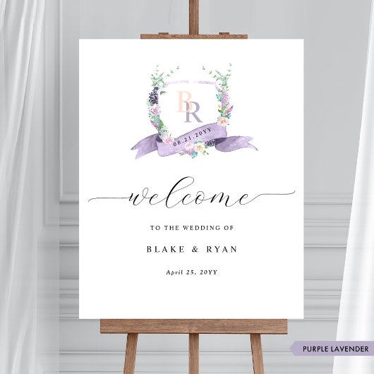 Affiche de bienvenue Mariage chic Lavender Purple 