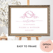 Affiche de bienvenue Mariage chic Monogram rose et