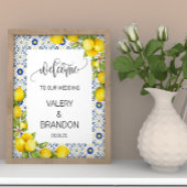 Affiche de bienvenue Mariage citron et carreaux bl