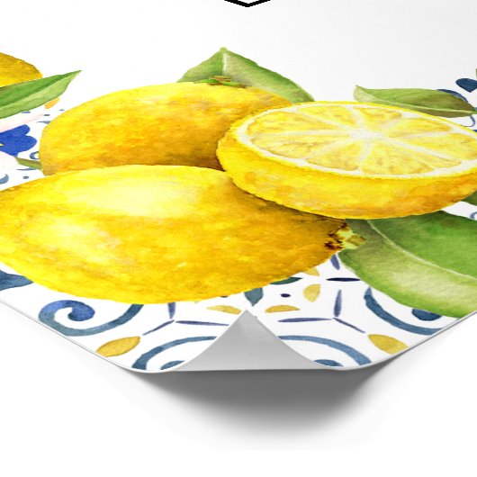 Affiche de bienvenue Mariage citron et carreaux bl (Coin)